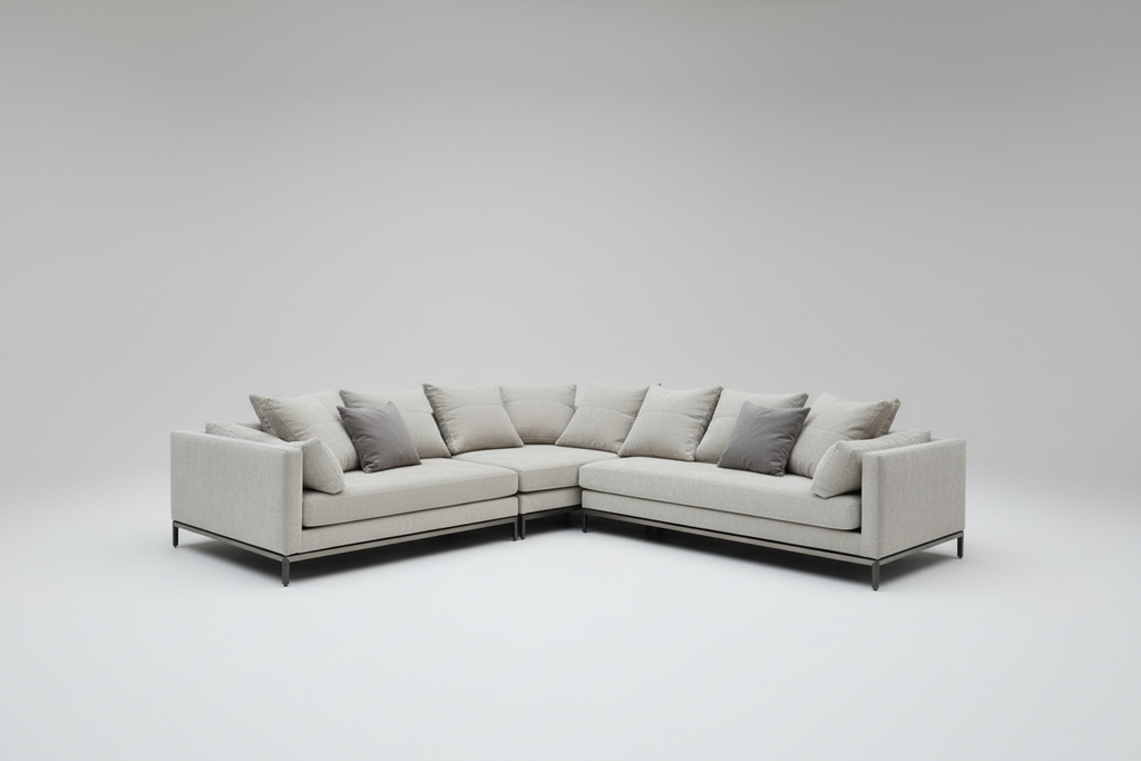 Luxury Cream Sectional Sofa – 3-Piece L-Shape