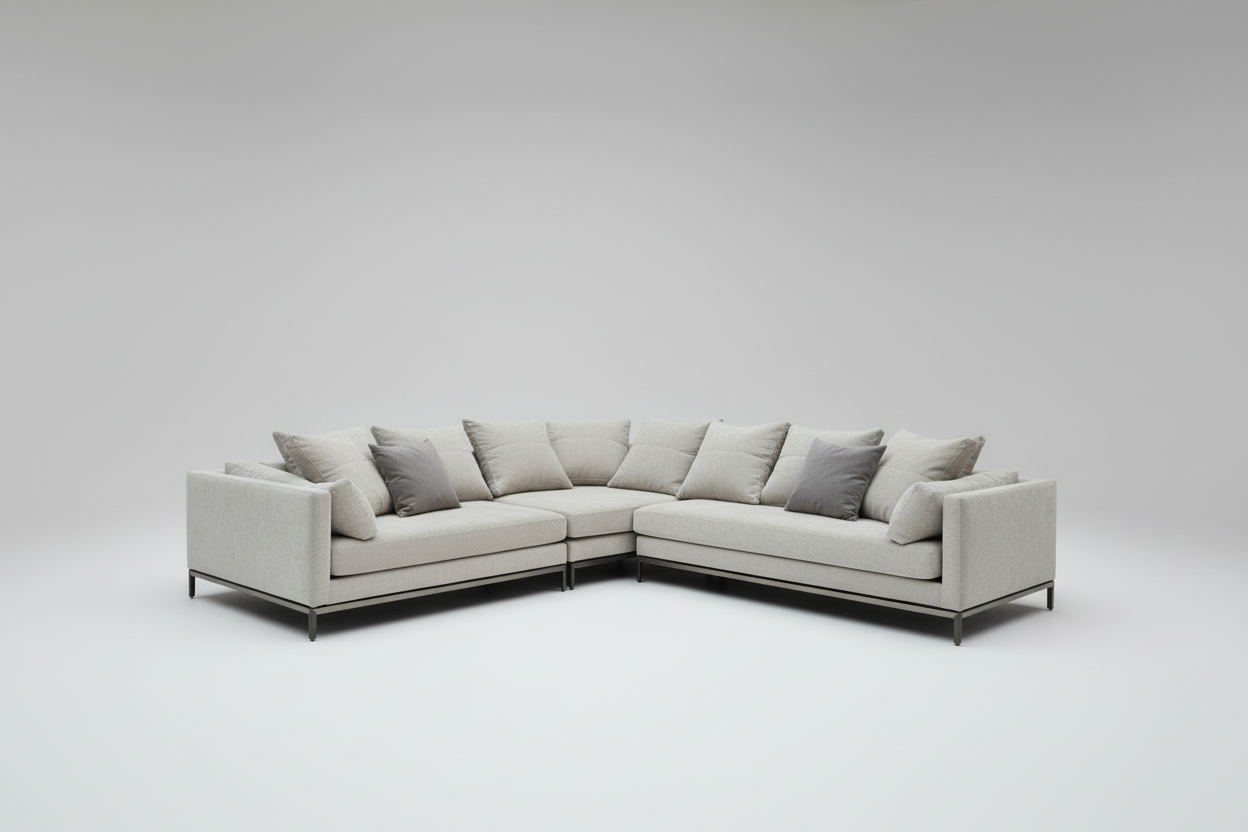 Luxury Cream Sectional Sofa – 3-Piece L-Shape
