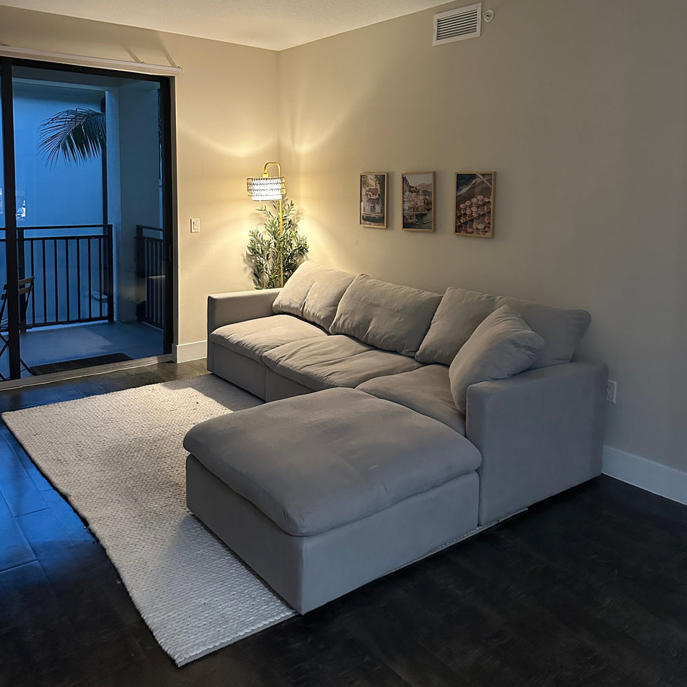 Gray cloud sectional in a Boca Raton apartment