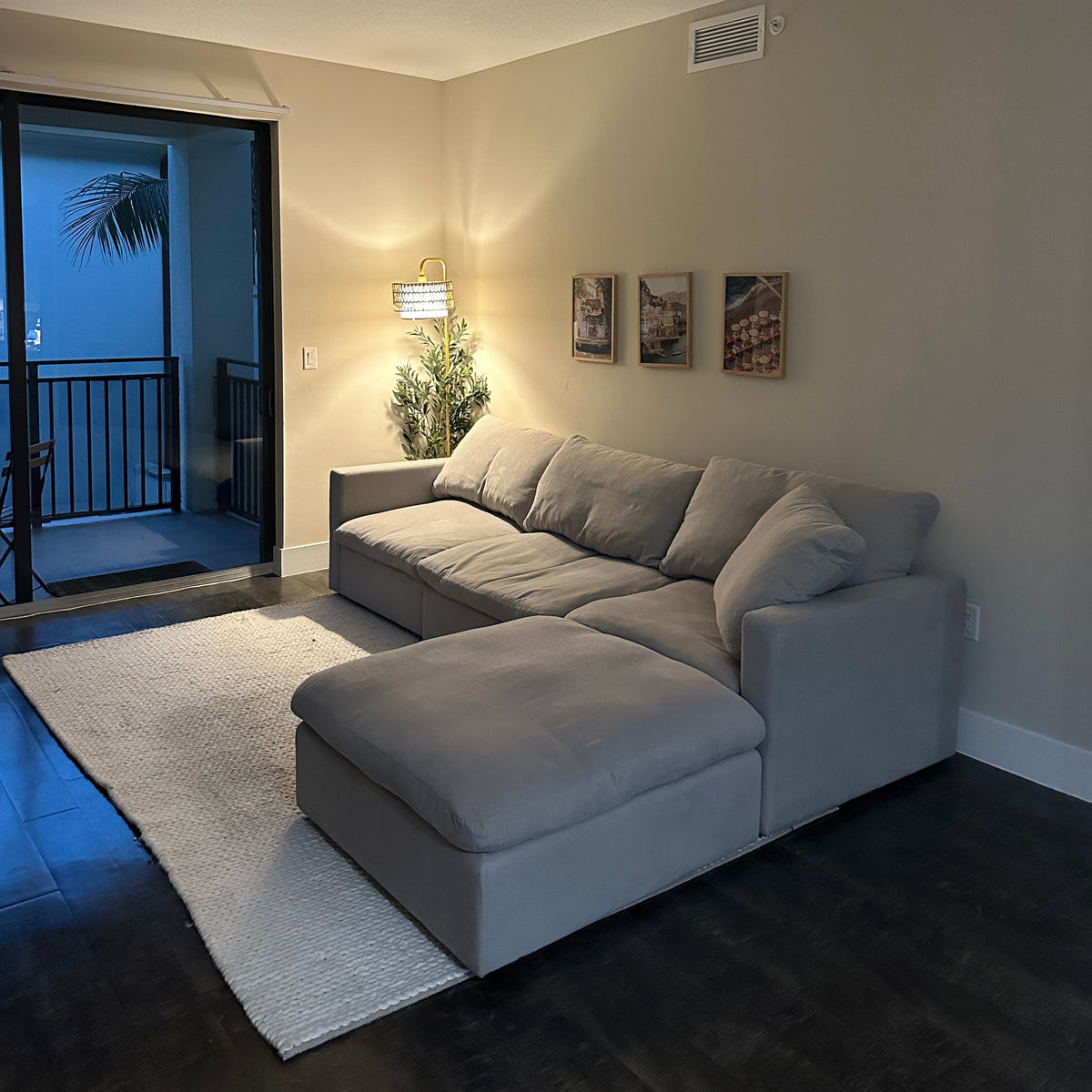 Gray cloud sectional delivered to a Boca Raton apartment