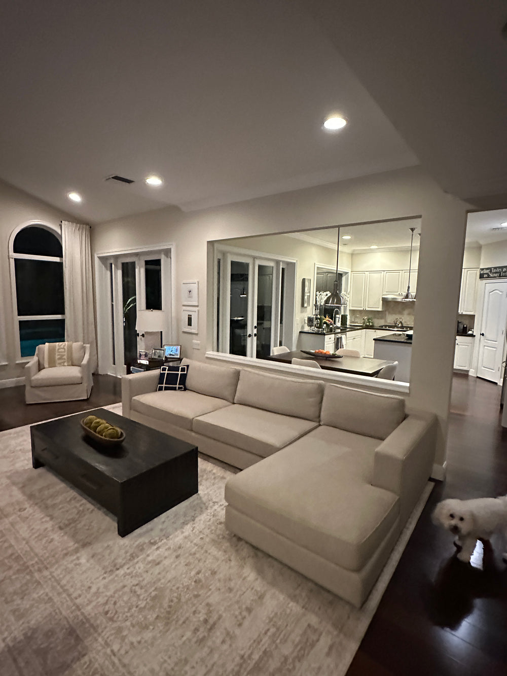 Ivory sectional in a Delray Beach living room