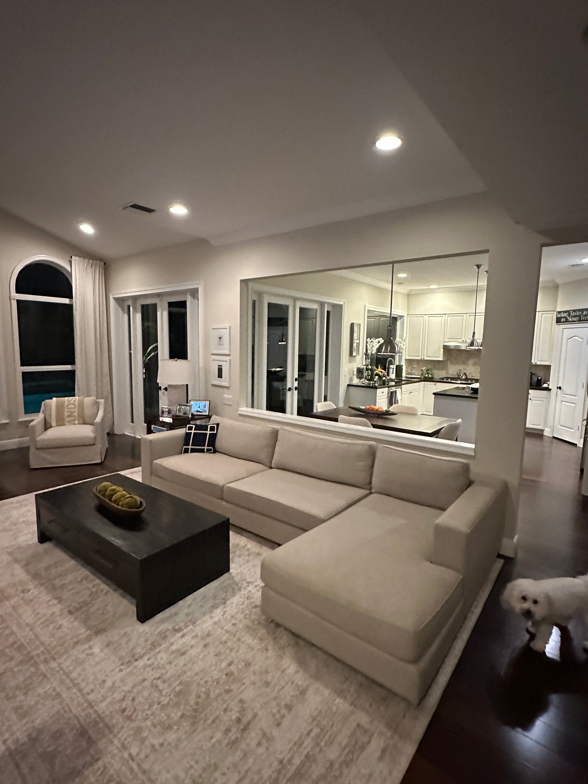 Ivory sectional set up in a Delray Beach living room