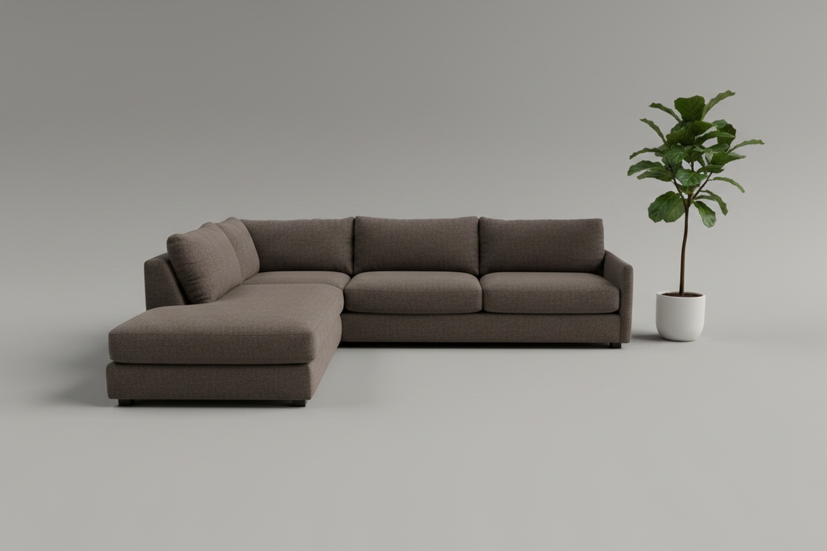 Brown-Gray Sectional in Showroom Setting